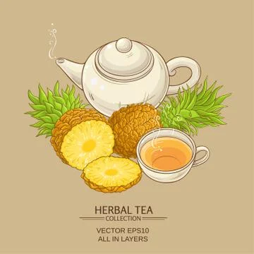 Pineapple tea illustration Illustrazione stock
