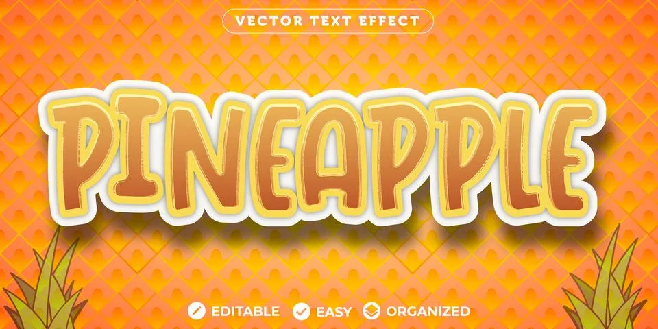 Pineapple Text Effect,Fully Editable Font Text Effect Stock Illustration