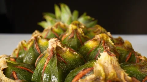 A pineapple texture in macro video Stock Footage 242055831