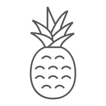 Pineapple thin line icon, fruit and ananas Stock Illustration