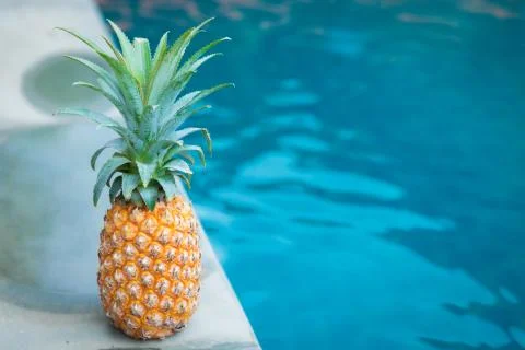 Pineapple tropic fruit summer refreshment pool Stock Photos