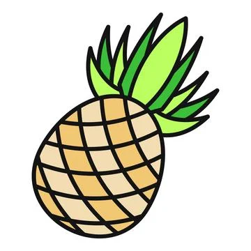 Pineapple tropical fruit drawing simple line art Stock Illustration
