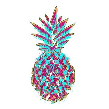 Pineapple. Tropical fruit. Hand drawn vector pineapple. Illustrazione stock
