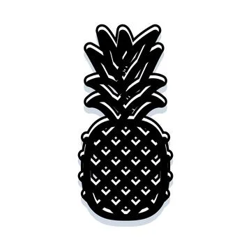 Pineapple tropical fruit simple black and white icon Stock Illustration