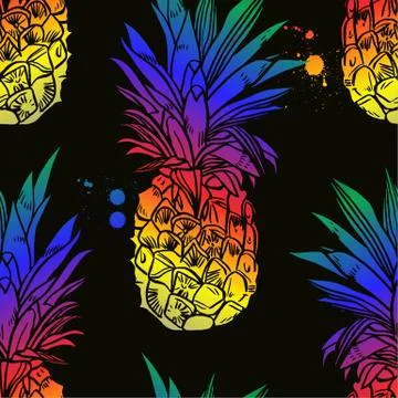 Pineapple tropical fruit. Vector object Illustrazione stock
