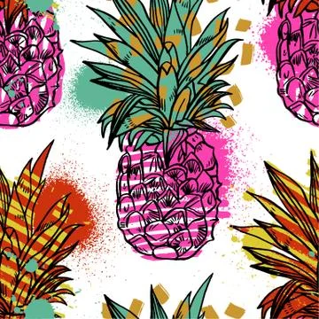 Pineapple tropical fruit. Vector object Illustrazione stock