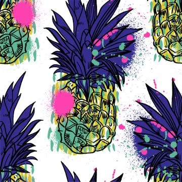 Pineapple tropical fruit. Vector object Stock Illustration