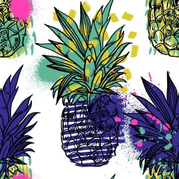 Pineapple tropical fruit. Vector object Illustrazione stock