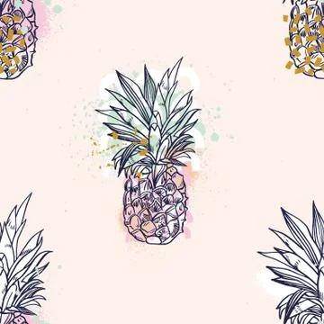 Pineapple tropical fruit. Vector object Stock Illustration