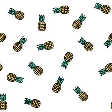 Pineapple tropical fruit vector seamless pattern Stock Illustration