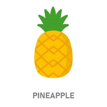 Pineapple tropical fruit. Yellow exotic fruit icon isolated on white background Stock Illustration