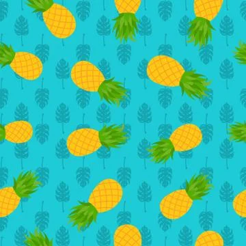 Pineapple tropical seamless pattern for summer Stock Illustration