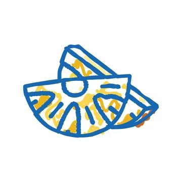 Pineapple two slice icon doodle illustration Stock Illustration