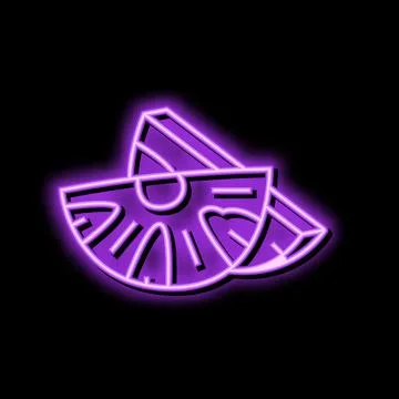 Pineapple two slice neon glow icon illustration 스톡 일러스트