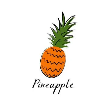 Pineapple vector cartoon flat illustration. Fruit berry and vegetable logo Stock Illustration