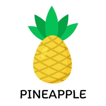 Pineapple, vector illustration in cartoon flat stye. Food and fruit concept. Pri Stock Illustration