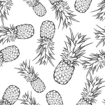 Pineapple vector seamless pattern Stock Illustration