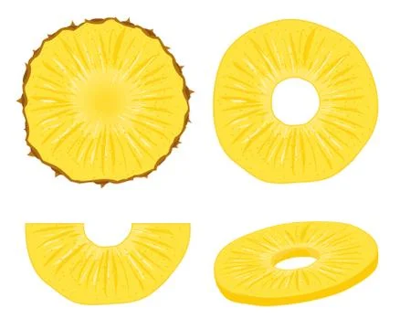 Pineapple vector slice fruit illustration. Realistic ananas piece isolated Stock Illustration
