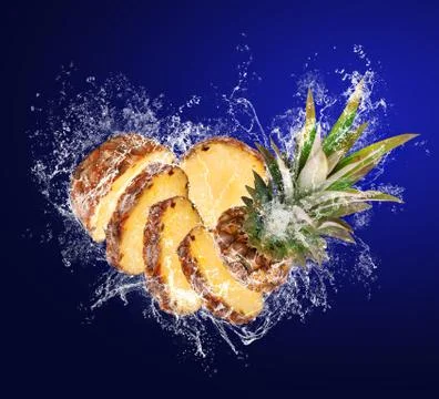 Pineapple in water drops Stock Photos