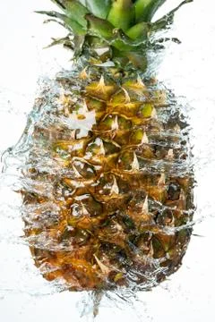 Pineapple Water Splash Stock Photos
