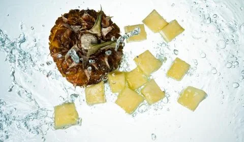Pineapple Water Splash Stock Photos