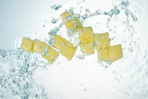 Pineapple Water Splash Stock Photos