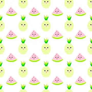 Pineapple, watermelon Illustrazione stock
