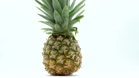 Pineapple On White Background Rotating. Vídeo Stock 198186991