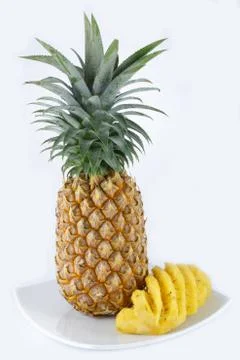 Pineapple on white isolated background Stock Photos