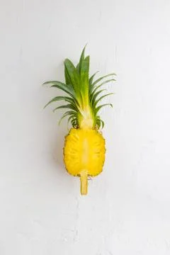 Pineapple on white wall background. Stock Photos