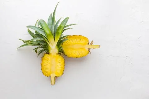 Pineapple on white wall background. Stock Photos