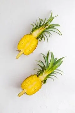 Pineapple on white wall background. Stock Photos