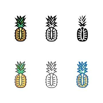 Pineapple whole edition one cut color icon vector Stockillustratie