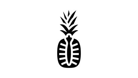 Pineapple whole one cut glyph icon animation Stock Footage 222843751