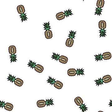 Pineapple whole one cut vector seamless pattern Stock Illustration