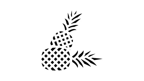 Pineapple whole two glyph icon animation Stock Footage 224831709