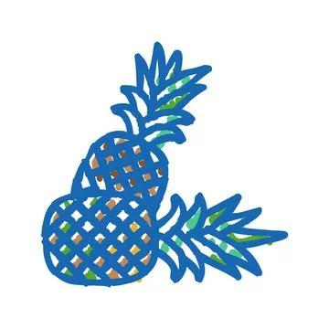 Pineapple whole two icon doodle illustration Stock Illustration