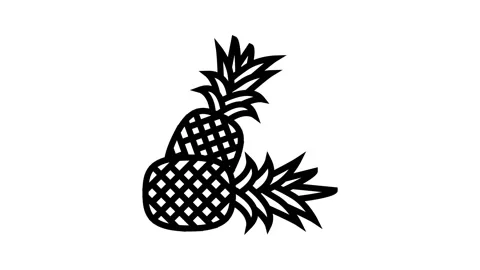 Pineapple whole two line icon animation Stock Footage 224433354