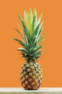 Pineapple with yellow background. Stock Photos
