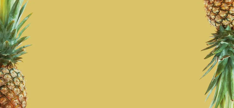 Pineapple with yellow background. Stock Photos