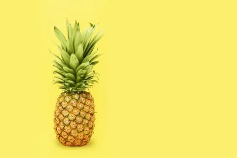 Pineapple on yellow background Stock Photos