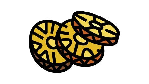 Pineapple yellow color icon animation Stock Footage 225061155