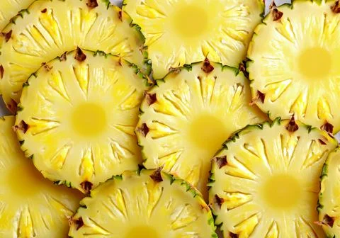 Pineapple yellow slices background. Stock Photos