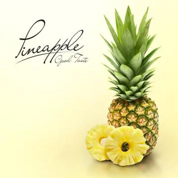 Pineapple on yellow solid background Stock Photos