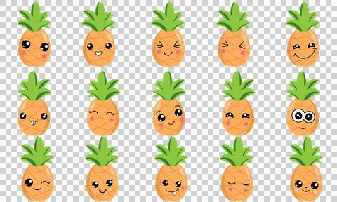 Pineapples cute face 스톡 일러스트