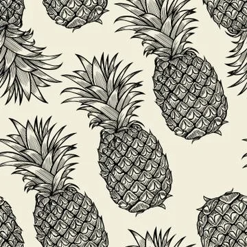 Pineapples hand drawn sketch. Illustrazione stock