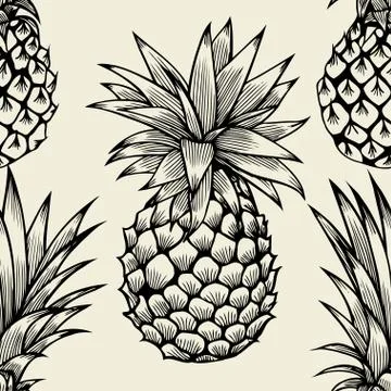 Pineapples hand drawn sketch. イラスト素材