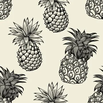 Pineapples hand drawn sketch. Illustrazione stock
