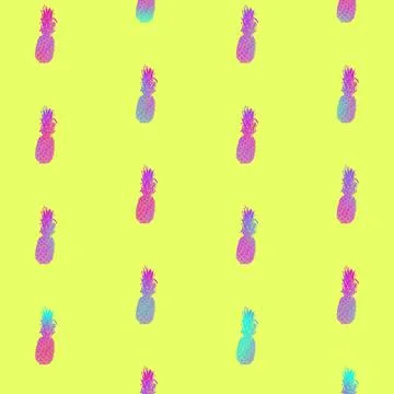 Pineapples pattern in vibrant gradient holographic neon colors. Concept art 스톡 사진