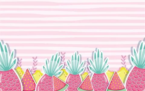 Pineapples punchy pastel pattern background Stock Illustration